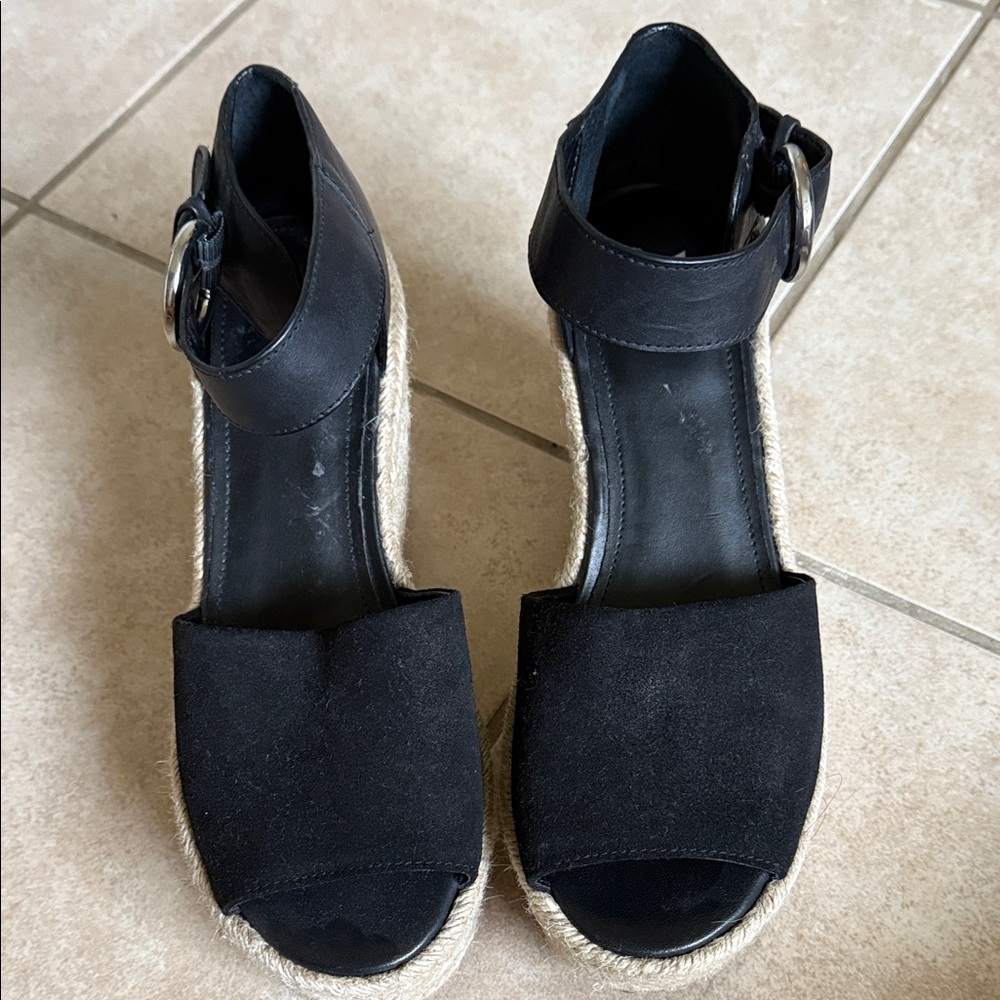 Marc Fisher Black Espadrille Wedge Sandals